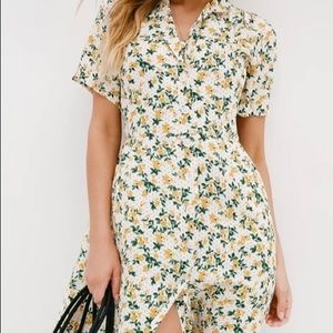 Brand New Collared Button-Down Floral Midi Dress